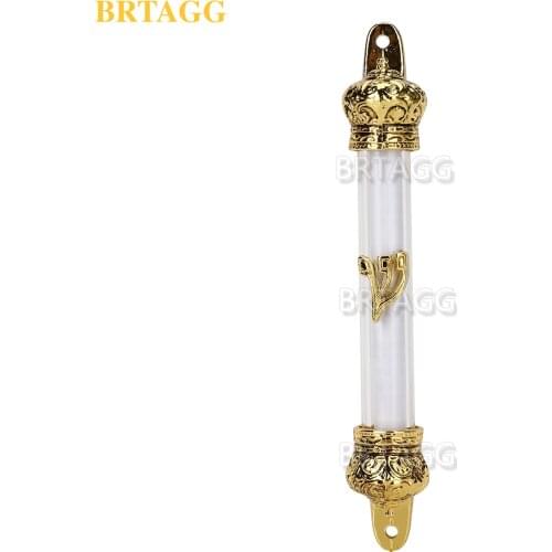BRTAGG Gold Plated Mezuzah - King David Royal Crown with Scroll Crismas Holy Land Gift