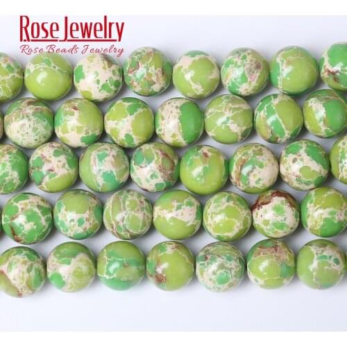 Wholesale 4A Apple Green Sea Sediment Jaspers Beads Natural Stone Round Beads For Jewelry Making 4 6 8 10 12 mm Pick Size