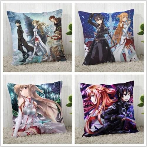 Custom Sword Art Online Pillow Case Polyester Decorative Pillowcase zipper Pillow Case Pillowcase Square 40*40cm drop shipping