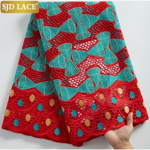 SJD LACE Swiss 100%Cotton Lace In Switzerland High Quality African Lace Fabric Embroidery Dubai Style For Wedding Party SewA2283