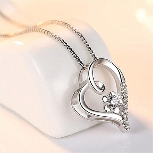 Love At First Sight Pendant Silver Heart Pendant Necklace Simple Fashion Jewelry Fashion Trendy Metal Heart Sliver Necklace New
