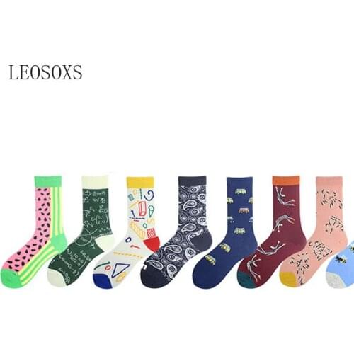 Men Socks Hot Sale Fun Harajuku Fashion Autumn Winter Colorful Unisex Couples Trend All-match Cycling Casual Print Womens Sock