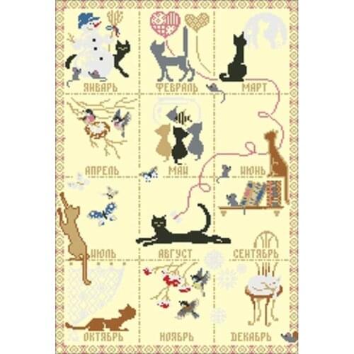 Naughty cat patterns counted 11CT 14CT 18CT Cross Stitch Sets DIY Chinese Cross-stitch Kits Embroidery Needlework