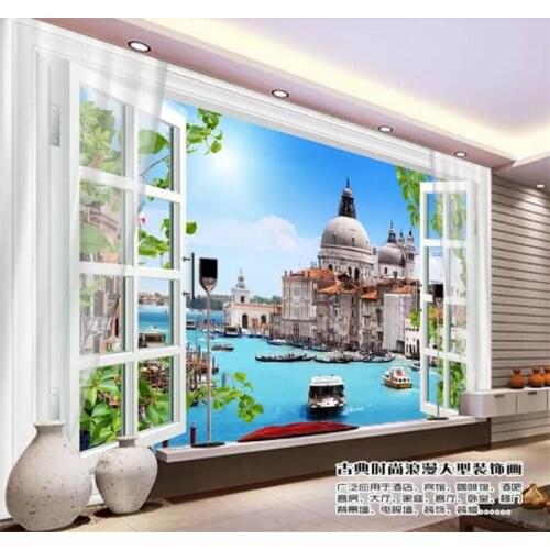 Custom Any Size Mural Wallpaper 3D Curtain Venice City Building Fresco Living Room TV Backdrop Wall Painting Papel De Parede 3D