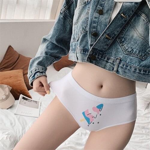New Cartoon Ice Cream Print Women Underwear Fashion Sports Panties Comfortable Cotton Briefs Breathable Seamless Girls Lingerie