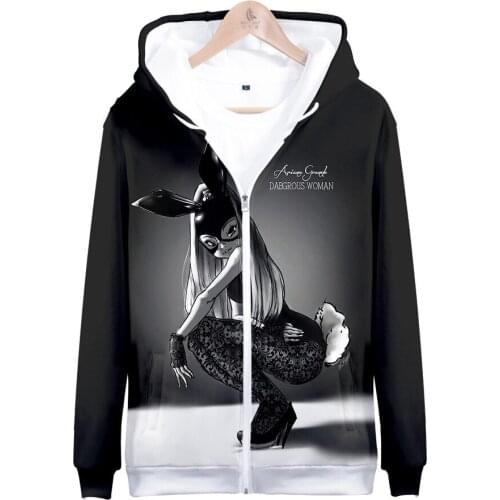 Printing Zipper Hooded Cross-border European and American New Generation Female Singer Ariana Grande 3D Cn(origin) Sidno
