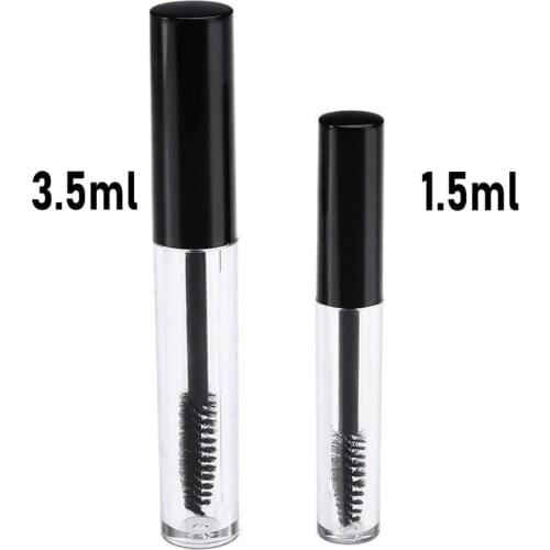 1.5/3.5ml DIY Empty Mascara Tube Eyelash Cream Vial Liquid Clear Black Cap Refillable Bottle Sample Pipe Cosmetic Container
