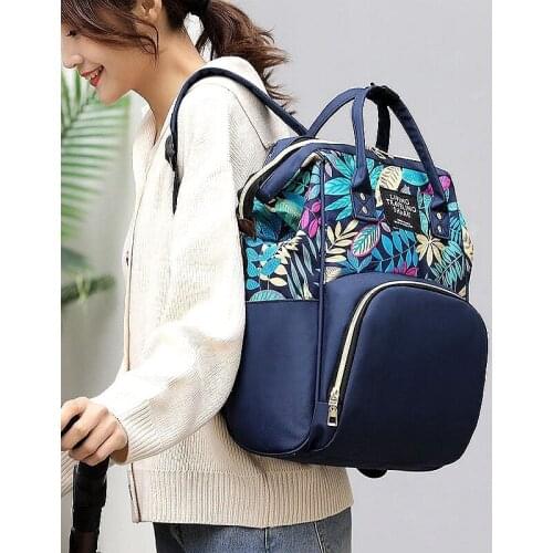 Plant Print Mummy Backpacks Large Capacity Maternity Travel Mommy Bag Travel Stylish Baby Diaper Shoulder Bags Casual Backpacks