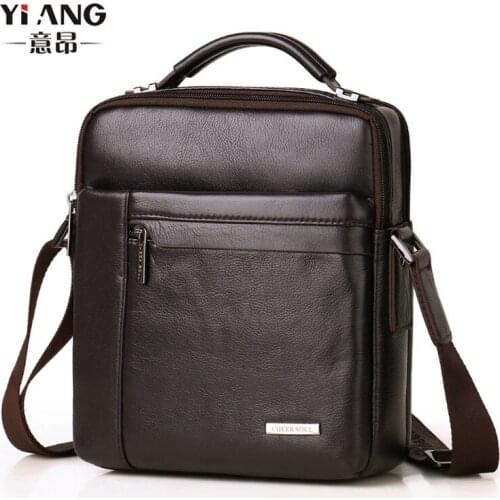 Men Genuine Leather First layer Cowhide fashion Handbag Crossbody Shoulder Bag Leisure travel Cigarette Case Cell Phone Pocket