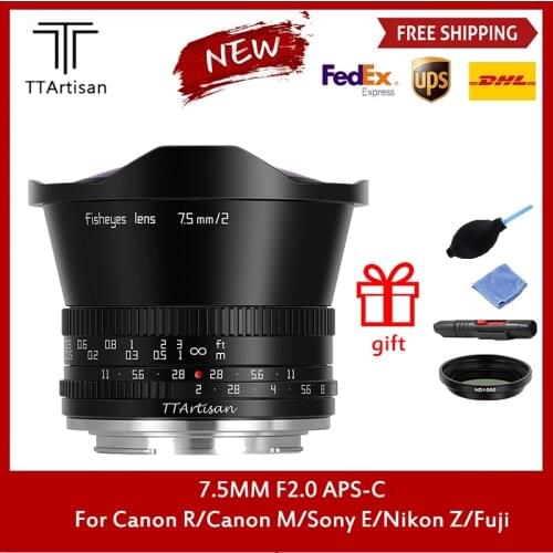TTArtisan 7.5mm F2 APS-C Fisheye Lens Manual Focus for SONY E FUJI X Canon M Nikon Z Leica L Black