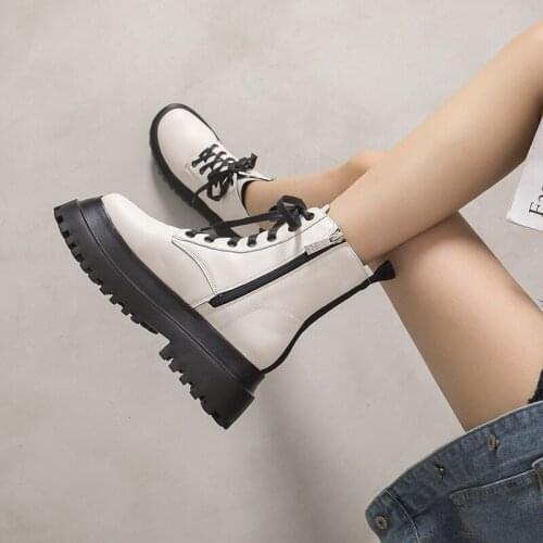 Women Boots Leather shoes High Top Fashion Winter Warm Snow shoes Motorcycle Boots black Couple Unisex boots