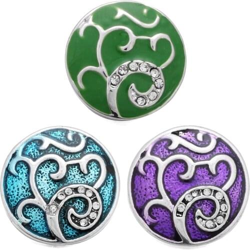 10pcs/lot Mixed Snap Jewelry Oil Painting Rhinestone Tree of Life Metal Snap Buttons for Women 18mm Snap Bracelet Button Jewelry