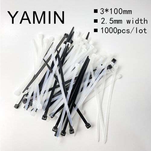 1000pcs/lot 3*100mm Self-Lock Type Plastic Nylon Cable TieNational Standard Cable Wire Fixed White/Black