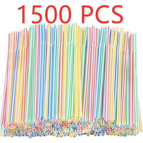 1500 Pcs 21cm Colorful Disposable Plastic Curved Drinking Straws Restaurant Wedding Birthday Party Kitchen Bar Drink Accessories