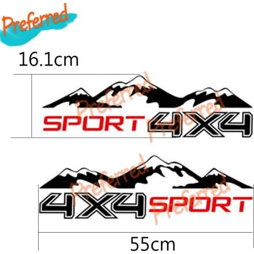 2PC Large 4X4 Graphic Vinyl Mountain Car Sticker for Truck Decal SUV JEEP Pickup D-MAX Navara Die-Cut Waterproof PVC