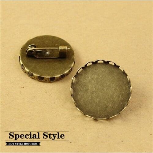 20mm/25mm/30mm Inner size round shape brooch Cabochon Base Setting Blank Cameo breastpin antique bronze jewelry diy 50pcs 4022A