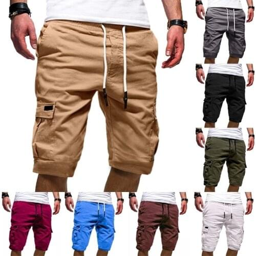 2021 Fashion Men Shorts Cargo Summer Jogger Solid Short Pants Mens Casual Comfortable Shorts Outdoor Beach Shorts Size S-4XL