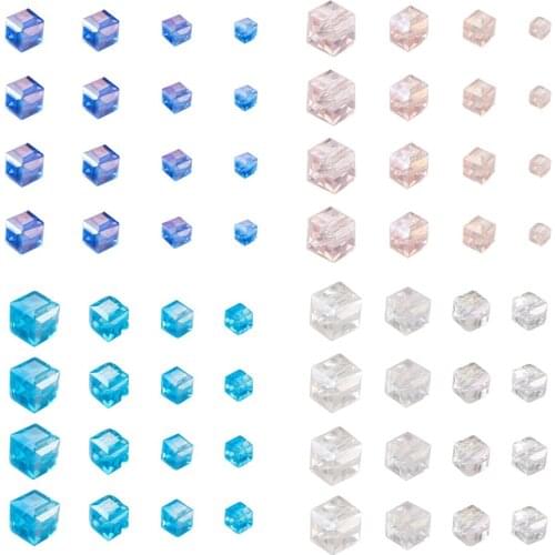 672pcs/set Faceted Cube Electroplate Glass Beads 2mm 4mm 6mm 8mm for DIY Necklaces Bracelets Earrings Jewelry Crafts