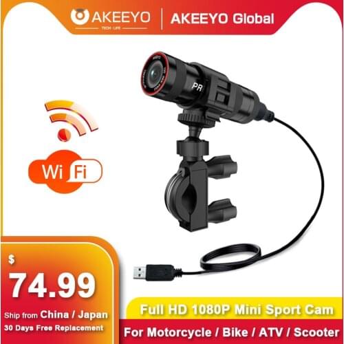 AKEEYO AKY-610L Bicycle Helmet Camera Fully Waterproof 1080P Motorcycle Dash Cam WiFi Built-in Battery Action Video Recorder