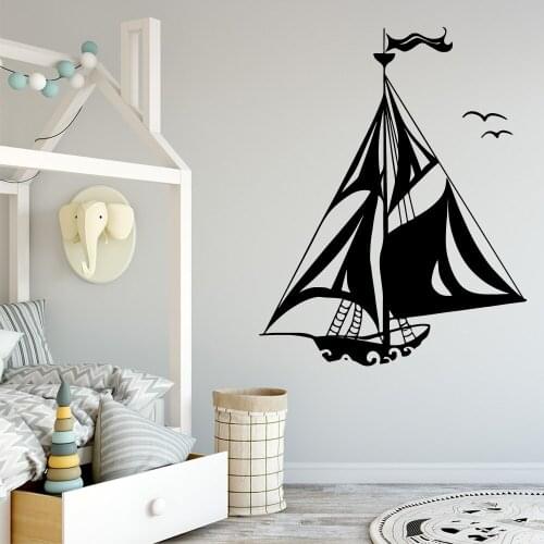 Free Shipping Sailboat Environmental Protection Vinyl Stickers For Kids Room Living Room Home Decor Waterproof Wallpaper