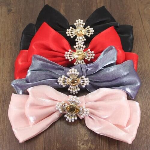 Sparkly Red Pink Hairpin Bow Royal Champagne Crystal Pearl Luxury Hair Barrette Rhinestone Stone Hairpin For Women Jewelry