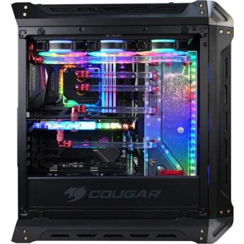Bykski Distro Plate for COUGAR Panzer G Case, 360 Loop Solution Water Cooling Radiator, 12V / 5V light SYNC, RGV-CG-PR-G-P