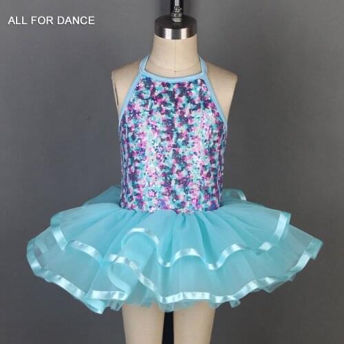 Color Sequin Bodice Kid Ballet Dance Costumes Tutu Stage Performance Ballet Dance Tutu Rose Red with Silver Sequin Ballet Tutu