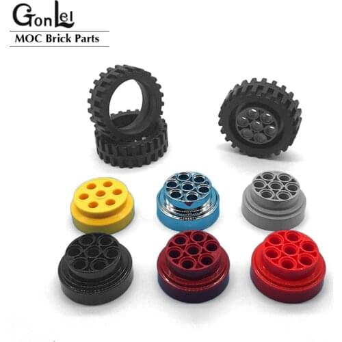 4Pcs/Set Wheels and Tyres Parts 60208 Wheel 31x15 fit for 2695 Tyres 30x13 High-Tech Cars MOC Building Blocks Bricks DIY Toys