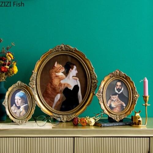 European Vintage Photo Frame 6/7/12 Inch Gold Frames for Pictures Bedside Table Family Portrait Wall Hanging Picture Frames