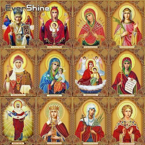 Evershine 5D DIY Diamond Painting Religion Full Drill Square Diamond Mosaic Cross Stitch Diamond Embroidery Portrait Needlework