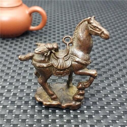 Chinese Pure Brass Carving Horse Zodiac Animal Bronze Cicada Statue Auspicious Statue Home Decoration Success Wealth Gift