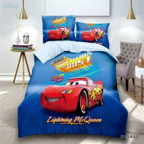 Red Lightning McQueen Bedding Set Cartoon Disney Cars Character 3d Duvet Cover Set Flat Sheet Pillowcase 2/3pcs Twin Full Size