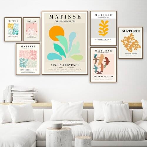 Matisse Leaf Coral Flowers Birds Sun Abstract Art Canvas Painting Nordic Posters And Prints Wall Pictures For Living Room Decor