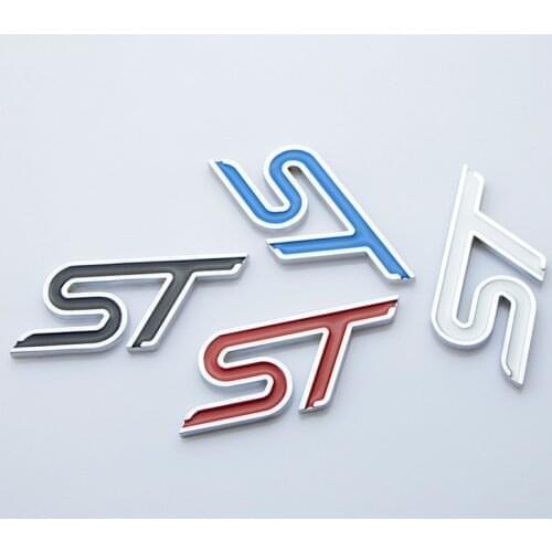 20X Metal Styling Red Blue Black white ST Chrome Car Emblem Badge Auto Decal 3D Sticker Emblem for Ford Focus ST Mondeo