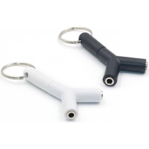 3.5mm Jack Mini Y Shape Two-way Headphones Splitter Double Jack Audio Headset Splitter Connector Adapter Keyring Phone Accessory
