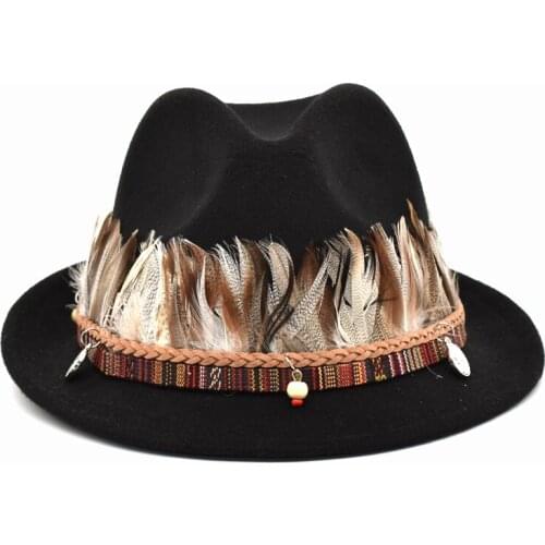 Fashion Ladies Black Hat Spring And Autumn Travel Wool Hat Retro British Mens Gentleman Hat Jazz Hat Gambler Hat F26