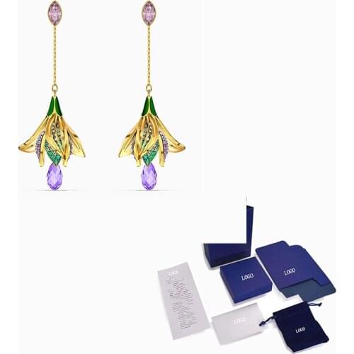 Fashion SWA Earrings New TOTERHERNESS Pierced Earrings Glamorous Magnolia Flower Decoration Ladies Jewelry Gift Free Shipping