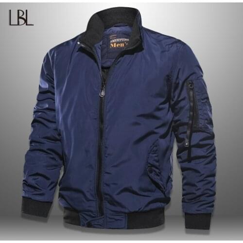 LBL Solid Bomber Jacket Men Casual Autumn Spring Military Pockets Jackets Man Outwear Slim Fit Mens Coat Tracksuit Brand Clothes