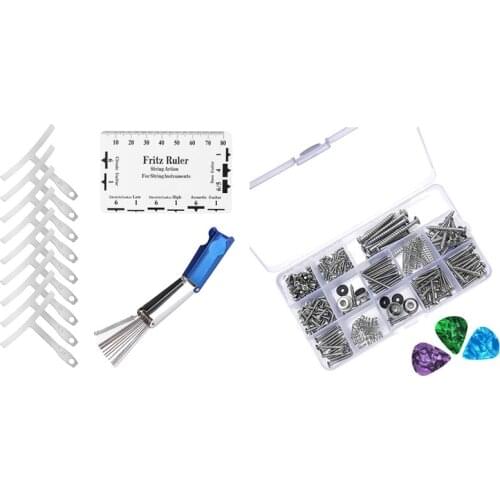 1 Set Electric Guitar Screw Kit With 9Pcs Understring Radius Gauge + String Action Ruler Gauge Tool