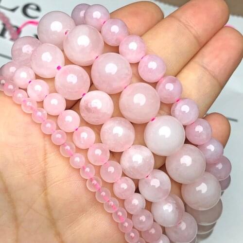 Natual Stone Madagascar Rose Quartz Bead Round Loose Pink Crystal Beads For Jewelry Making Diy Energy Bracelet 4 6 8 10 12mm 15"
