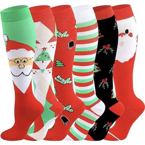 3 Pairs 2021 1Pair Adult Sports Socks Compression Socks Christmas Socks Nylon Outdoor Cycling Running Breathable Cartoon Cute