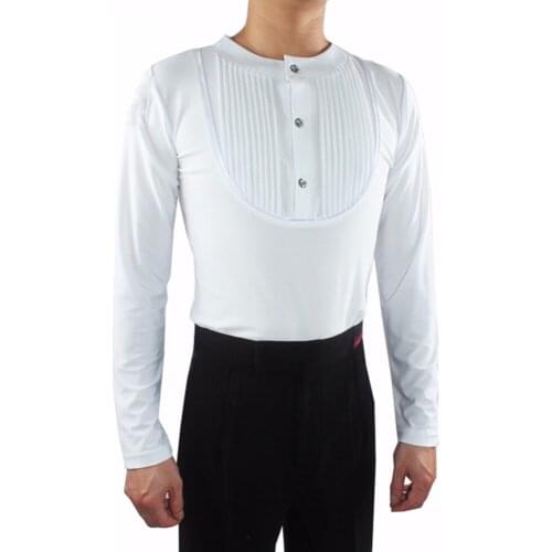 New Arrival Latin Dance Shirts For Males White/Black Tops Man Males Comfortable Wears Adult Presentation Ballroom Garment Q7042