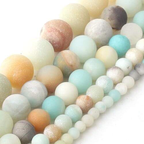 Wholesale Natural Stone Matte Amazonite Round Beads For Jewelry Making 4 6 8 10 12mm Stone Loose Beads Diy Bracelet Necklace