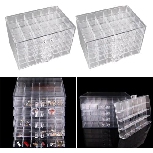 2x 120 Slots Empty Nail Art Storage Box Rhinestone Bead Gems Container Organizer