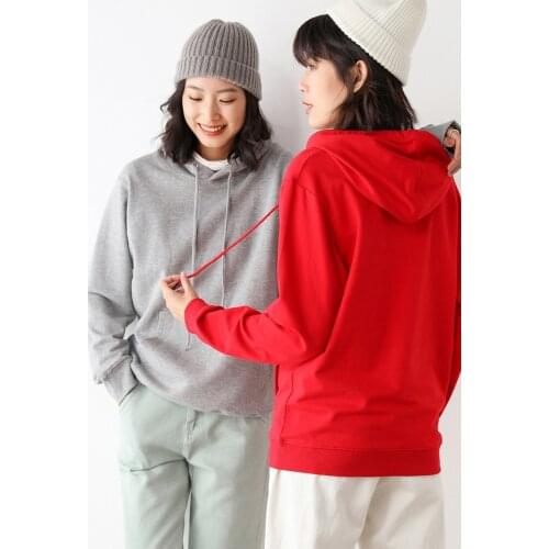 Lovers autumn hooded sweatshirts solid loose girlfriend and boyfriend clothes outfits casual pullovers basic fashion tops