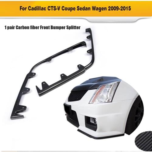 Carbon Fiber Front Center Lip Side Splitters Spoiler Flaps Chin Bumper Protector For Cadillac CTS V 2009 - 2015 Non Vsport