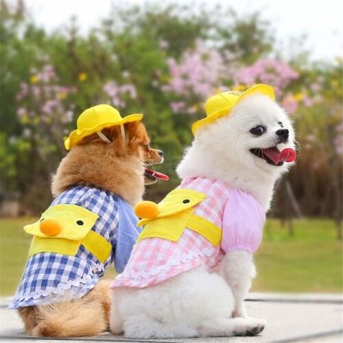 Little Yellow Duck Kindergarten Cartoon Backpack Pet Clothes Dog Cat Supplies Spring Summer Autumn Cat Suit New Dog Shirt