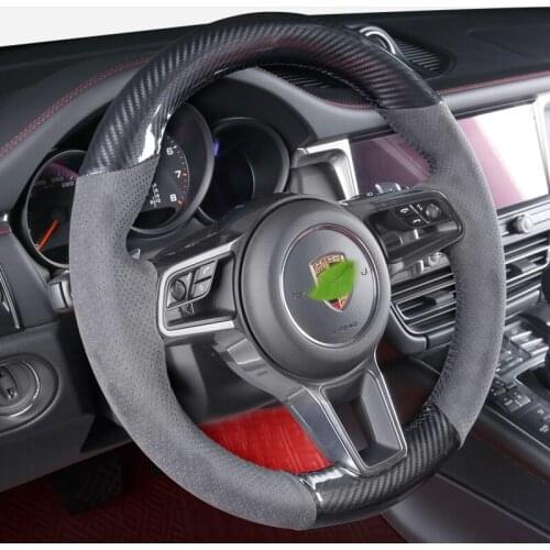 DIY For Porsche Cayenne 9YA 971 Taycan Panamera Macan Alcantara Hand Sewing Car Steering Wheel Cover car accessories