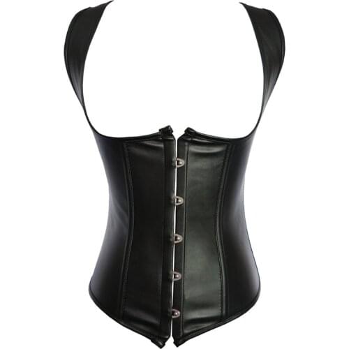Sexy Women Front Zipper Button Corset Sexy Bustier Leather Overbust Waist Trainer Corselet Bustiers S-6XL