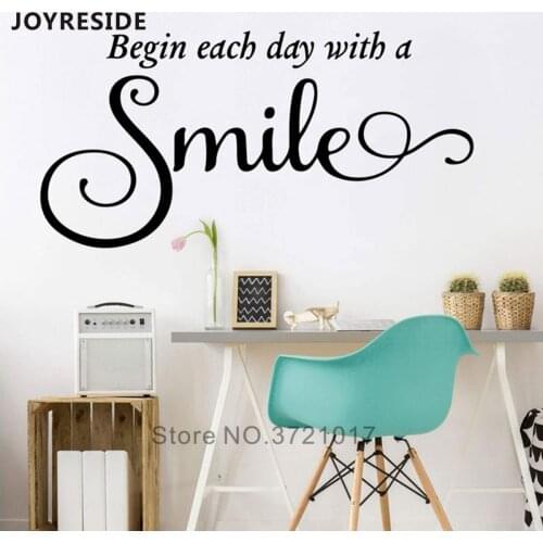 Smile Quotes Wall Decals Home Livingroom Art Encourage Wall Sticker Smiling Art Design Vinyl Wall Decal Warm House Decor M308